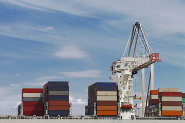 Transport Cargo Ship loaded with containers