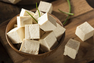 Organic Raw Soy Tofu - obrazy, fototapety, plakaty