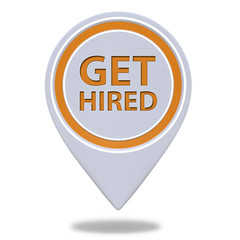 Get hired pointer icon on white background