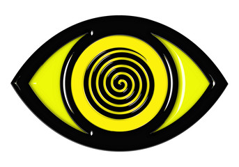 Eye icon with spiral effect in yellow and black