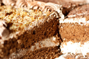 Cake with cream close-up