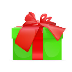 gift box present with red ribbon bow
