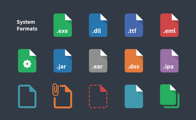 Set of System File Formats icons.