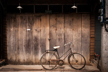 Retro bicycle in old town