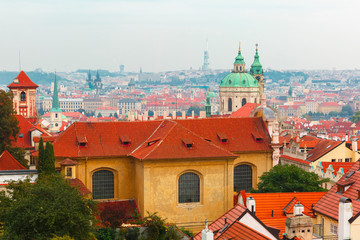 Fototapeta premium Aerial view over Old Town in Prague, Czech Republic