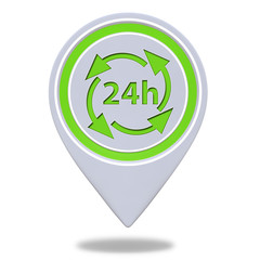 24 hours pointer icon on white background