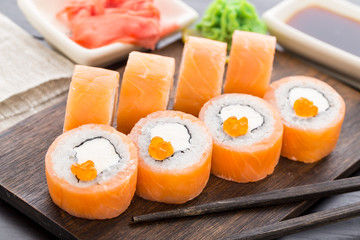 Sushi rolls philadelphia with caviar