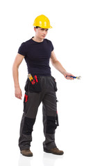 Mechanic using a wrench