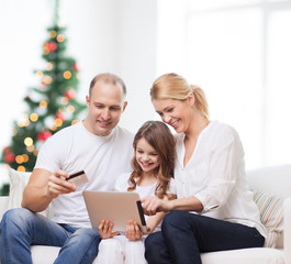 Fototapeta na wymiar happy family with tablet pc computers