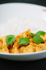 Spicy chicken curry with rice