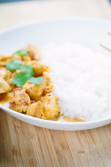 Spicy chicken curry with rice