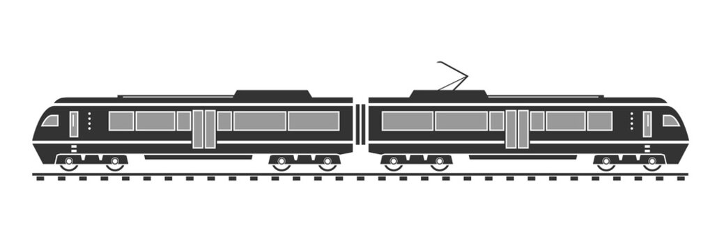 Silhouette of electric train