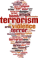 Terrorism word cloud concept. Vector illustration