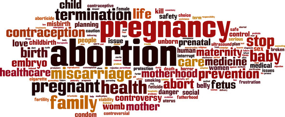 Abortion word cloud concept. Vector illustration