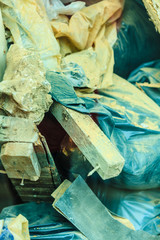 garbage bricks and material from demolished house