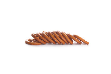 row of pretzels isolated