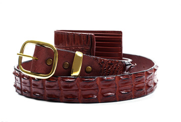 crocodile belt and wallet