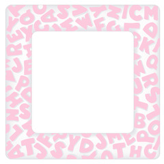 Alphabet Frame, square pastel pink letter border, copy space