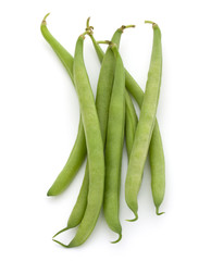 Green beans handful isolated on white background cutout