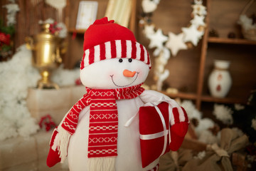 Christmas snowman in a beautiful room