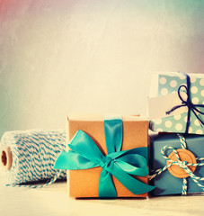 Light blue handmade gift boxes