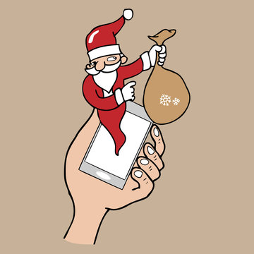 Notification pop up phone Santa cartoon