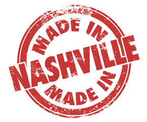 Made in Nashville Words Round Stamp Red Ink Product City Pride