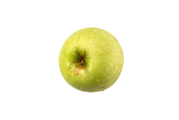 Green apple over white background