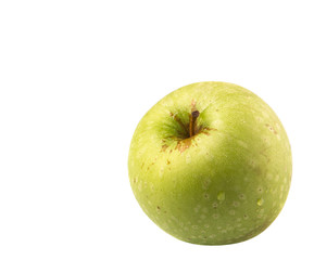 Green apple over white background