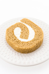 Jam roll cake isolated on white background