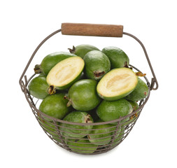 Fresh feijoa in basket