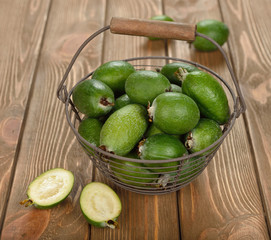 Fresh feijoa in basket