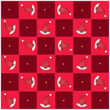 Santa Hat in Red and Maroon Chess Board