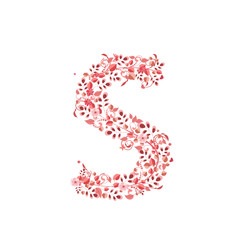 Romantic floral letter S
