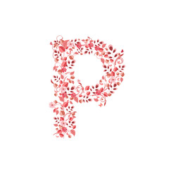 Romantic floral letter P