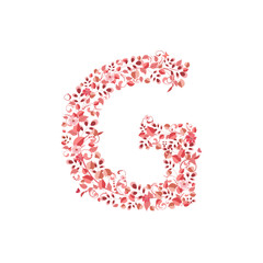 Romantic floral letter G