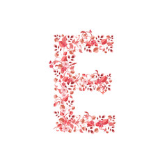 Romantic floral letter E