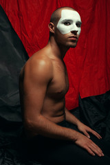 Backstage concept. Arty portrait of circus performer