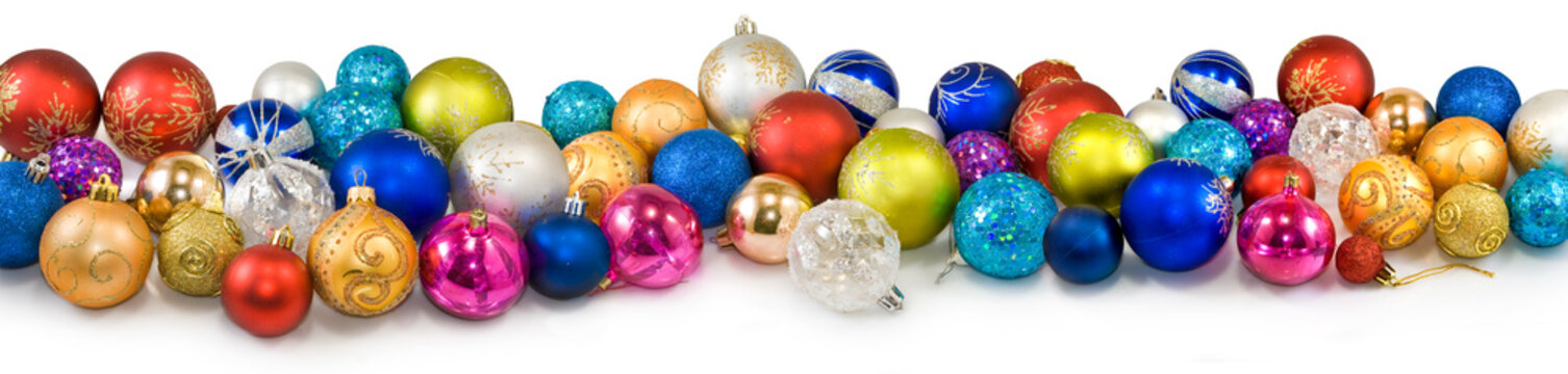 Isolated image of many Christmas tree decorations