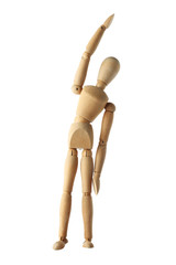 mannequin old wooden dummy exercise acting isolated on white