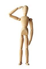 mannequin old wooden dummy similar respect of police isolated