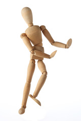 mannequin old wooden dummy dancing thai style isolated on