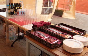 Table served for the food degustation