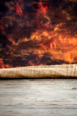 Wooden table with background