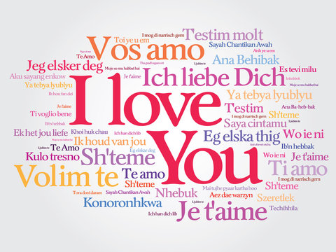 Vector concept love words "I love you" in all languages