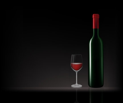 Bottles of red wine in dark background