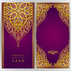 Vintage ornate cards in oriental style.