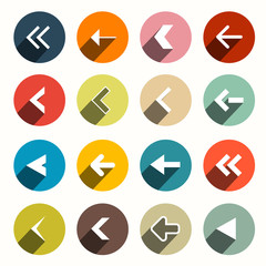 Vector Flat Design Arrows with Shadows Set