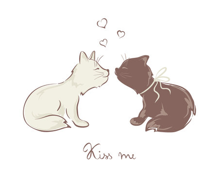 Valentine card -- Funny kissing cats