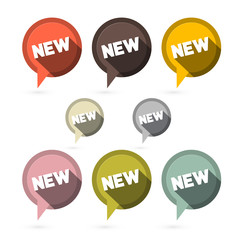 Flat Design Vector Stickers - Labels Set with New Title